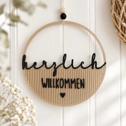 Dekoschild Herzlich Willkommen / Home