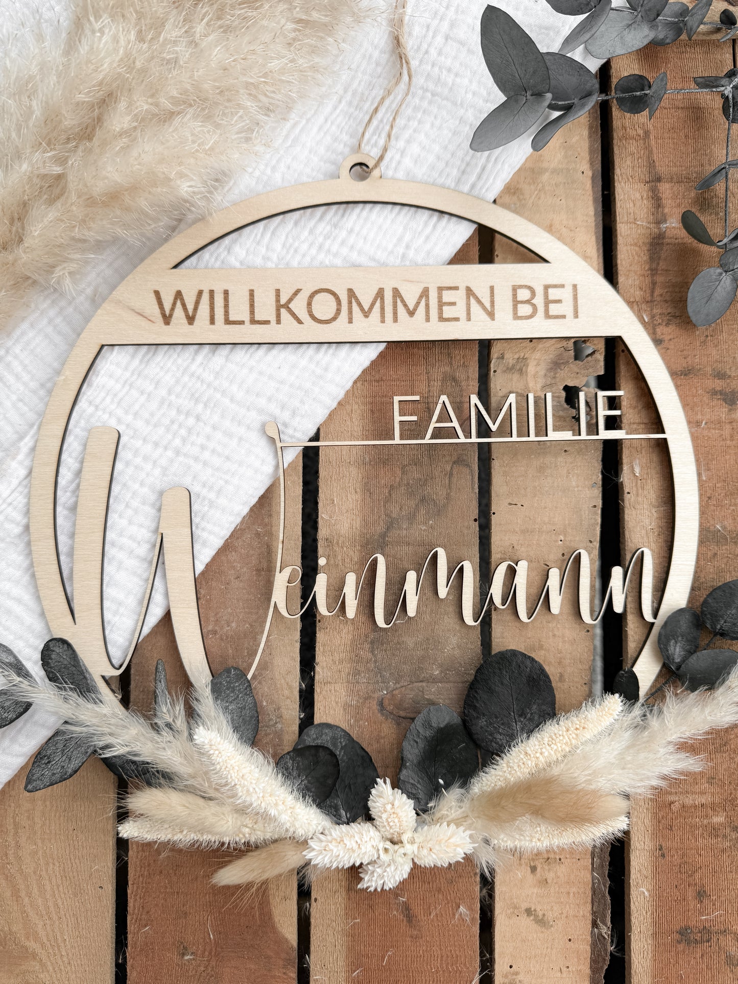 Personalisierter Trockenblumenkranz